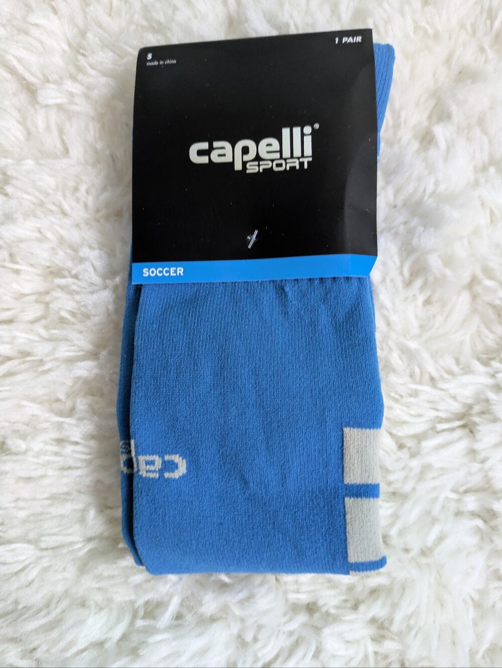 NWT Capelli of New York Men's Size Small Light Blue And Silver Soccer Socks